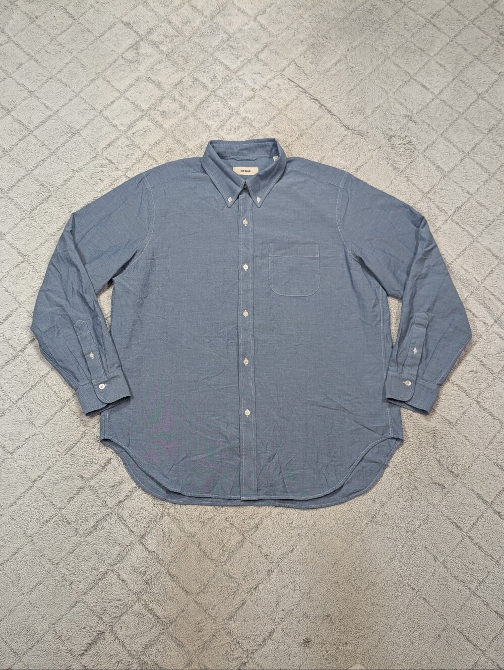 Buck Mason Shirt Mens XXL Blue Chambray Everyday Oxford Cotton Blend Twill